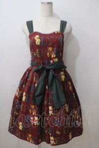 Emily Temple cute / Alphabet Bearsノースリーブワンピース  ワイン Y-25-06-26-048-ET-OP-AS-ZT456