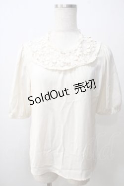 画像1: F i.n.t / レースヨーク半袖プルオーバー F オフホワイト Y-25-06-26-007-CA-BL-SZ-ZT0725