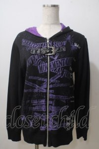 h.ANARCHY / ベルト付き英字パーカー  黒 Y-25-06-26-074-HN-TO-SZ-ZT074