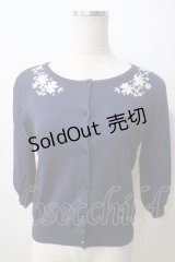 LODISPOTTO / お花モチーフカーディガン M 紺 Y-25-06-26-080-LO-TO-SZ-ZY