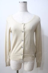 Emily Temple cute / ハートストーン付ラメニットカーディガン  ゴールド Y-25-06-26-083-ET-TO-SZ-ZT076