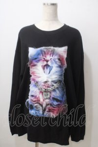 TRAVAS TOKYO / Glutton cat L/S tee F ブラック Y-25-06-26-089-PU-TO-SZ-ZT0725