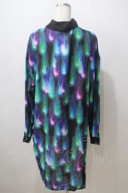 画像2: Drug Honey / 幻影鬼炎柄テールカットシャツ  黒 Y-25-06-26-094-PU-BL-SZ-ZY