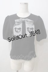 TRAVAS TOKYO / リボン付きパフスリーブトップス L 黒 Y-25-06-26-098-PU-TO-SZ-ZY