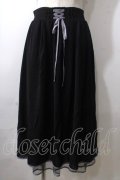axes femme POETIQUE / リボン花柄バックフリルスカート M 黒 Y-25-06-26-106-AX-SK-SZ-ZY