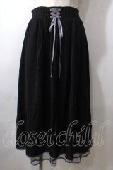 axes femme POETIQUE / リボン花柄バックフリルスカート M 黒 Y-25-06-26-106-AX-SK-SZ-ZY