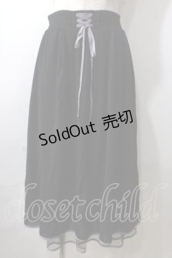 画像1: axes femme POETIQUE / リボン花柄バックフリルスカート M 黒 Y-25-06-26-106-AX-SK-SZ-ZI