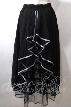 画像2: axes femme POETIQUE / リボン花柄バックフリルスカート M 黒 Y-25-06-26-106-AX-SK-SZ-ZY