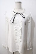 Amilige / フリルブラウス  白 Y-25-06-26-016-PU-TO-SZ-ZT0630Y
