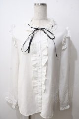 Amilige / フリルブラウス  白 Y-25-06-26-016-PU-TO-SZ-ZT076