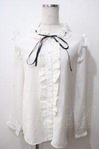 Amilige / フリルブラウス  白 Y-25-06-26-016-PU-TO-SZ-ZT076