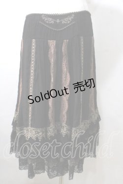 画像2: OZZ ANGELO / レースティアードスカート  黒 Y-25-06-26-159-OO-SK-SZ-ZY