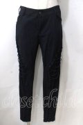 Ozz Croce / 編み上げストレッチパンツ  紺 Y-25-06-26-163-OO-PA-SZ-ZY