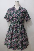 merry jenny / フラワー総柄シャツワンピース  紺 Y-25-06-26-035-LO-OP-SZ-ZY