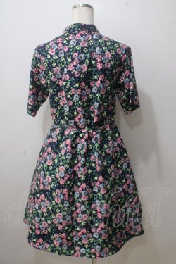 画像2: merry jenny / フラワー総柄シャツワンピース  紺 Y-25-06-26-035-LO-OP-SZ-ZY