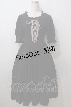 画像1: m petit by misako / AMレースアップワンピース S 濃黒 Y-25-06-26-036-LO-OP-SZ-ZY
