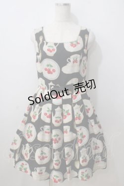 画像1: Leur Getter / フルーツプレートノスリーブワンピース  黒 Y-25-06-26-041-LU-OP-AS-ZY