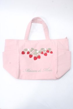 画像1: Maison de FLEUR / いちご刺繍サイドポケットトートバッグ F ピンク Y-25-06-28-042-LO-BG-SZ-ZY