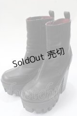 YOSUKE / 厚底サイドゴアブーツ 24 黒 Y-25-06-28-050-PU-SH-SZ-ZY