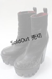YOSUKE / 厚底サイドゴアブーツ 24 黒 Y-25-06-28-050-PU-SH-SZ-ZY