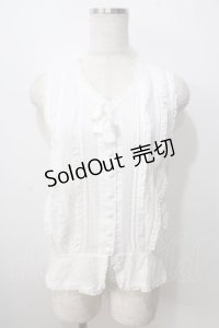 PINK HOUSE / ピンタックフリルノースリーブブラウス F 白 Y-25-06-28-057-LO-BL-SZ-ZY
