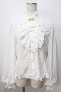 画像1: metamorphose / スタンドカラーairyフリルブラウス １ 白 Y-25-06-28-059-ME-BL-SZ-ZY