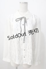 axes femme POETIQUE / メッセージサテンブラウス M 生成り Y-25-06-28-061-AX-BL-SZ-ZT011