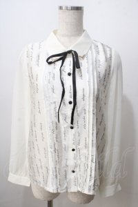 axes femme POETIQUE / メッセージサテンブラウス M 生成り Y-25-06-28-061-AX-BL-SZ-ZY