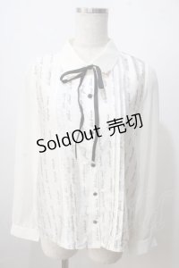 axes femme POETIQUE / メッセージサテンブラウス M 生成り Y-25-06-28-061-AX-BL-SZ-ZT011