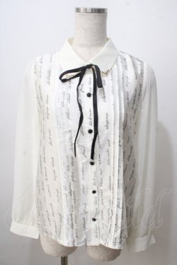 画像1: axes femme POETIQUE / メッセージサテンブラウス M 生成り Y-25-06-28-061-AX-BL-SZ-ZY