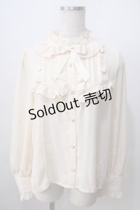 axes femme kawaii / スタンド襟フリルブラウス  生成り Y-25-06-28-066-AX-BL-SZ-ZY