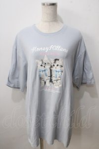 Honey Cinnamon / twins kitten Tシャツ F サックス Y-25-06-28-072-LO-TO-SZ-ZY