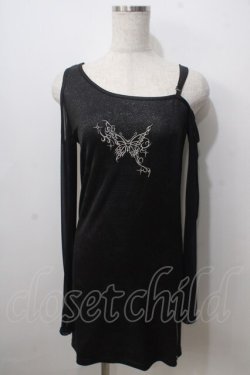 画像1: Sixh / 蝶刺繍ラメロングトップス  黒 Y-25-06-28-074-HN-TO-SZ-ZY