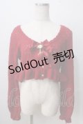 axes femme kawaii / ハート透かし編みニットボレロ M 赤 Y-25-06-28-084-AX-TO-SZ-ZI