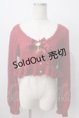 axes femme kawaii / ハート透かし編みニットボレロ M 赤 Y-25-06-28-084-AX-TO-SZ-ZI