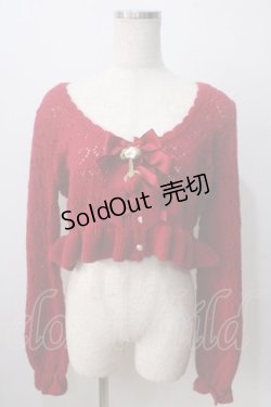 画像1: axes femme kawaii / ハート透かし編みニットボレロ M 赤 Y-25-06-28-084-AX-TO-SZ-ZI