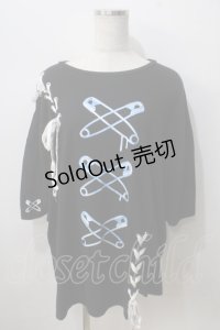 LISTEN FLAVOR / 安ピンクロスレ-スアップアシメトップス  黒 Y-25-06-28-090-PU-TO-SZ-ZY