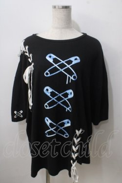 画像1: LISTEN FLAVOR / 安ピンクロスレ-スアップアシメトップス  黒 Y-25-06-28-090-PU-TO-SZ-ZY