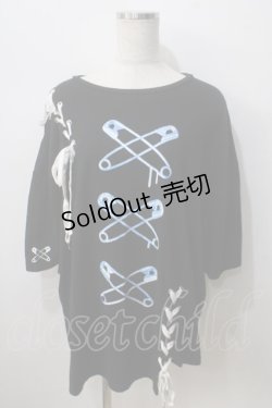 画像1: LISTEN FLAVOR / 安ピンクロスレ-スアップアシメトップス  黒 Y-25-06-28-090-PU-TO-SZ-ZY