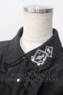 画像3: axes femme / ローズトランプ刺繍ブラウス M 黒 Y-25-06-28-093-AX-BL-SZ-ZY