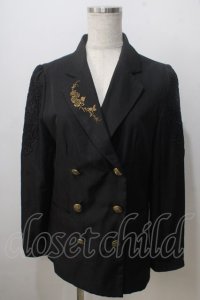 axes femme / 肩レースロングジャケット M 黒 Y-25-06-28-094-AX-JA-SZ-ZY
