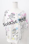 SUPER LOVERS / TS 総柄プリントTシャツ  白 Y-25-06-28-095-PU-TS-SZ-ZY