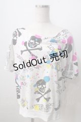 SUPER LOVERS / TS 総柄プリントTシャツ  白 Y-25-06-28-095-PU-TS-SZ-ZY