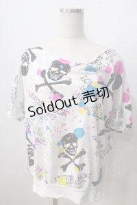 SUPER LOVERS / TS 総柄プリントTシャツ  白 Y-25-06-28-095-PU-TS-SZ-ZY