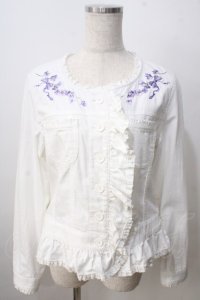 PINK HOUSE / すみれ刺繍入りデニムジャケット F ホワイト Y-25-06-28-098-LO-JA-SZ-ZY