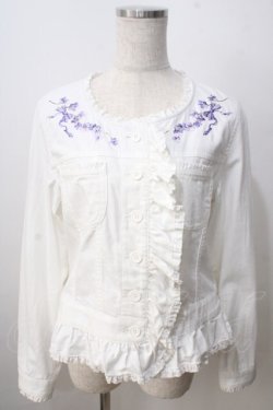 画像1: PINK HOUSE / すみれ刺繍入りデニムジャケット F ホワイト Y-25-06-28-098-LO-JA-SZ-ZY