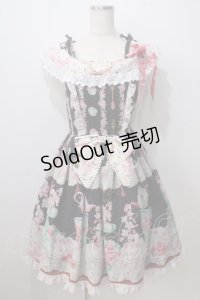BABY,THE STARS SHINE BRIGHT / SA・KU・RA Cafe a la mode柄サンドレス風ジャンパースカート  黒 Y-25-06-28-104-BA-OP-SZ-ZY