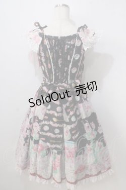 画像2: BABY,THE STARS SHINE BRIGHT / SA・KU・RA Cafe a la mode柄サンドレス風ジャンパースカート  黒 Y-25-06-28-104-BA-OP-SZ-ZY