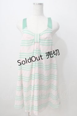 画像1: Emily Temple cute / ボーダー&ストライプノースリーブワンピース  ミント×ピンク Y-25-06-28-120-ET-OP-SZ-ZY