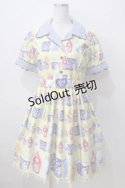 画像1: Angelic Pretty / Sunny Smile Laundryワンピース  イエロー Y-25-06-28-132-AP-OP-SZ-ZS
